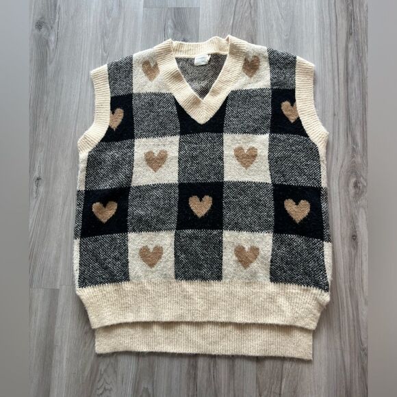 Dreamers Sweaters - Dreamers by Debut S Brown Heart Vest